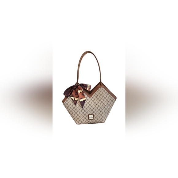 Niche Classic Pattern Shoulder Bag All-Match Elegant Underarm Bag with Scarf - Picture 2 of 8